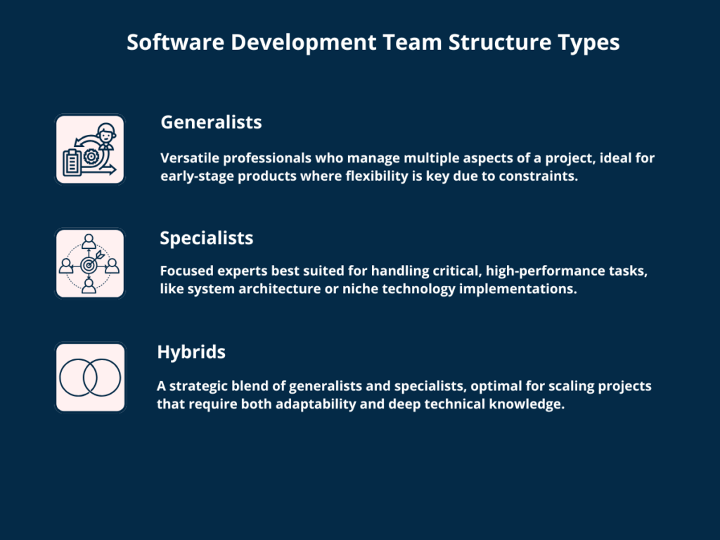 An infographic explaining software development team structure types